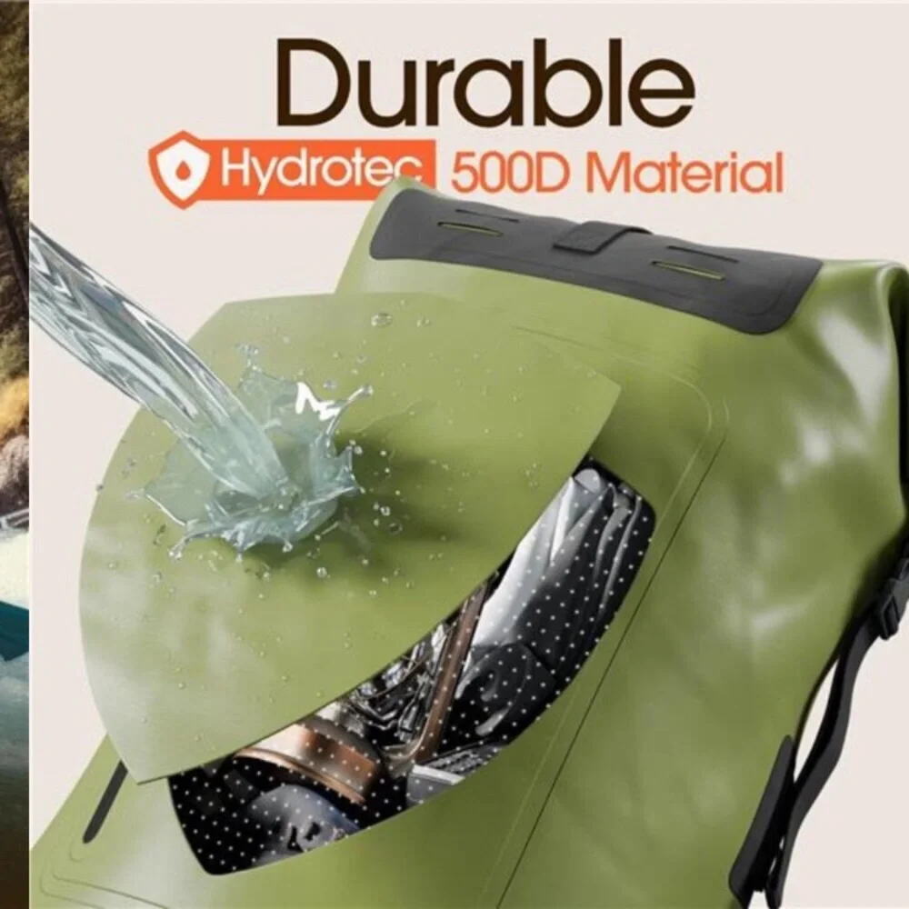 Waterproof Backpack - Heavy Duty Hiking Backpack - Roll-Top Closure